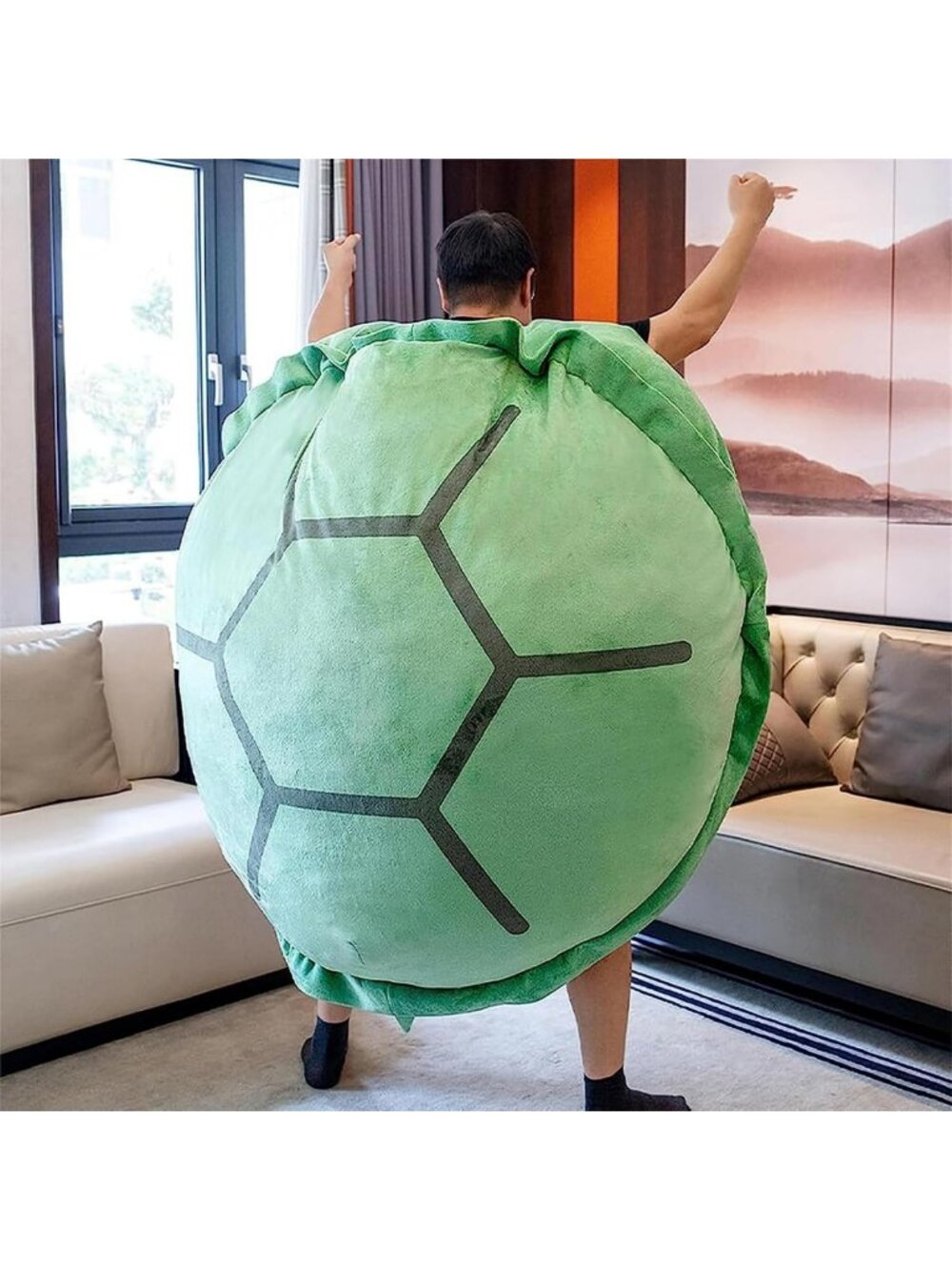 Giant Turtle Shell Pillow | 51in Plush Cushion | Cozy Wearable Blanket Accessory
